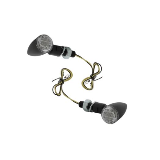 Paire de clignotants moto V-Parts Shell LED noir filetage M8