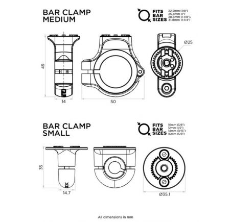 Base de support guidon V2 QUAD LOCK 360 - petit