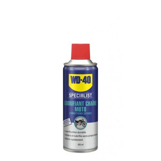 Lubrifiant chaîne WD-40 Specialist® Moto conditions sèches - Spray 400 ml