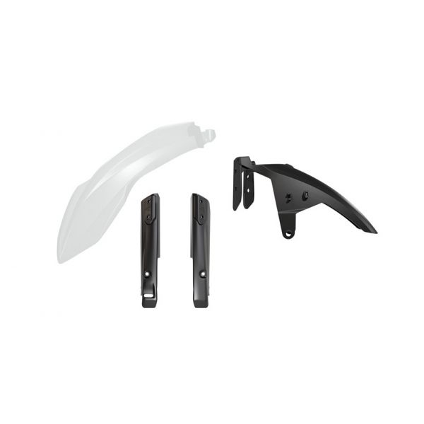 Kit garde-boue avant et protections de fourche RACETECH - blanc/noir