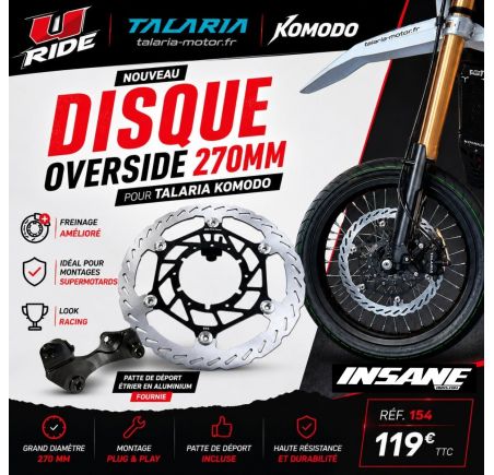 Kit Frein Avant Oversize 270 mm Talaria Komodo - Disque Flottant + Patte de Déport Étrier