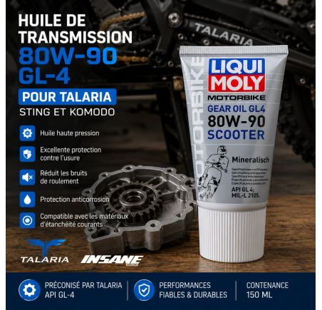 Huile de Transmission 80W90 GL-4  de 150 ml pour Talaria Sting 4000, 5500 Pro et Komodo