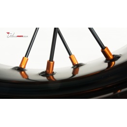 Roue arrière supermotard KTM SXF EXC jantes IP evo rayons noir tete anodisées
